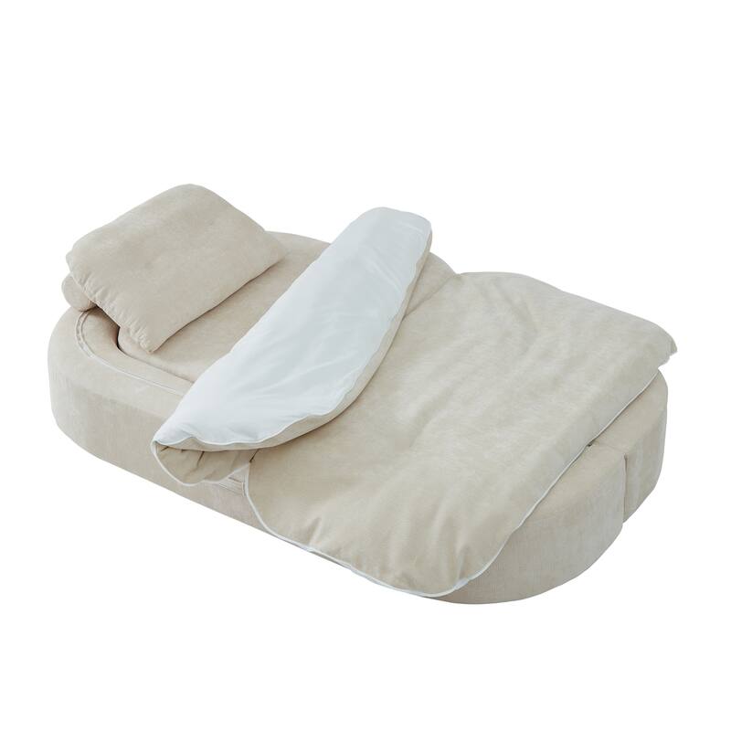 Characteristic 2-Seater Sofa Couch Love Seat Couch with Hidden Storage Quilt, Curved Sofa Bed with Armrests