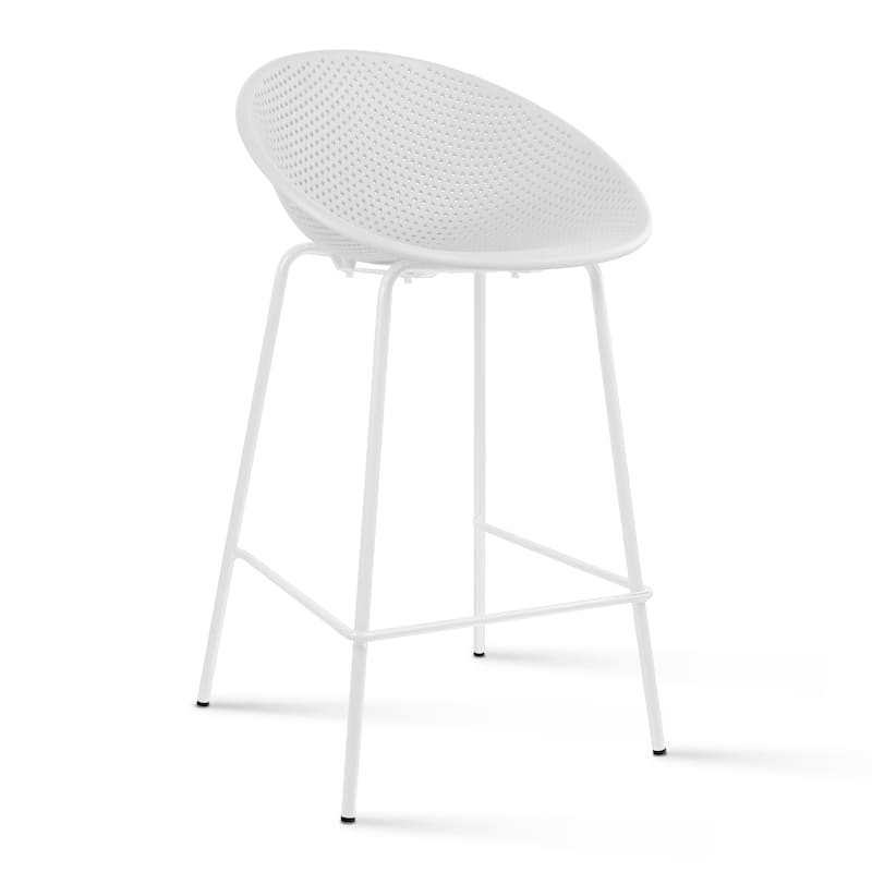 Set of 2 Counter height Bar Stools For Kitchen Egg Shaped Oval Seat Circle Dots Round Pattern for Indoor Outdoor - N/A
