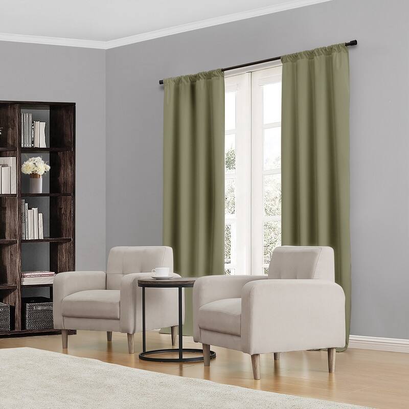 Eclipse Kendall Blackout Window Curtain Panel - 54 Inches - Artichoke