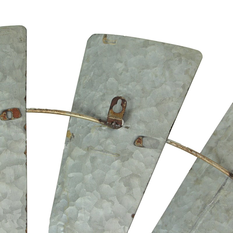 Zeckos 35 Inch Metal Half-Windmill Wall Sculpture Farmhouse Decoration