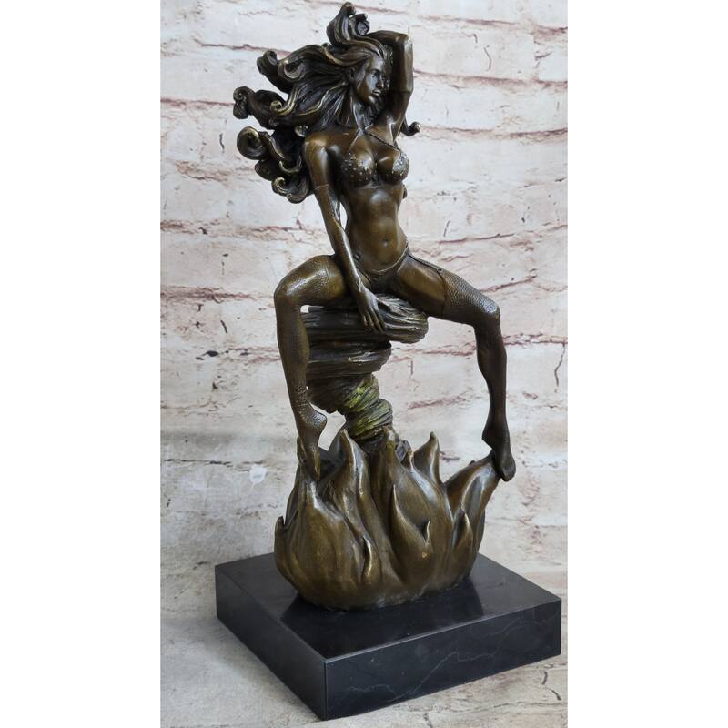 Handmade Sexy Medusa Bronze Sculpture Marble Statue By Aldo Vitaleh Figurine Figure