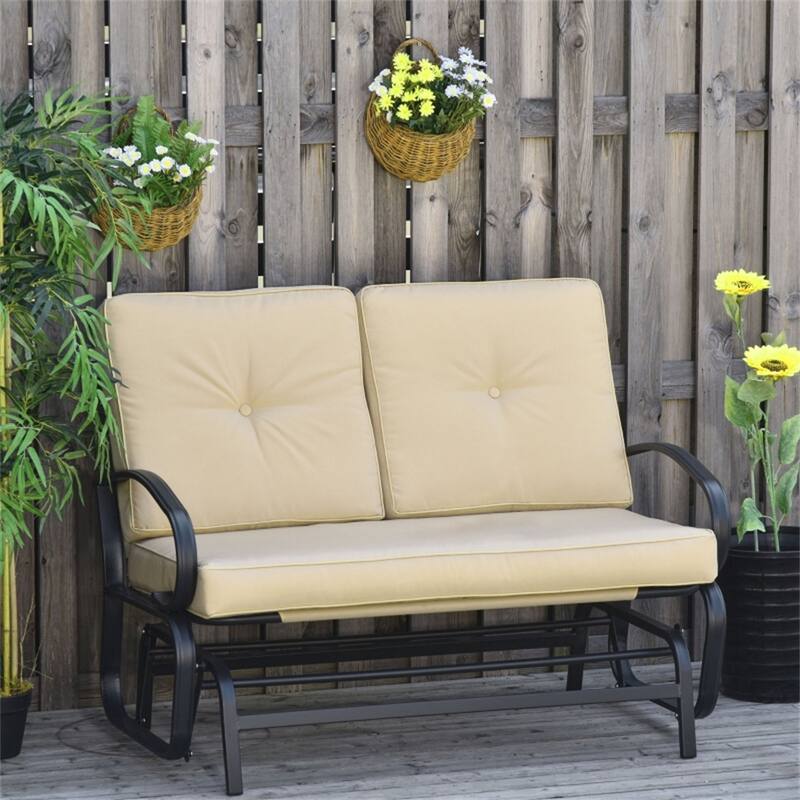Outdoor Glider Bench 2-Seater with Breathable Mesh Fabric - 47.25'' W x 29.5'' D x 32.25'' H - 47.25'' W x 29.5'' D x 32.25'' H