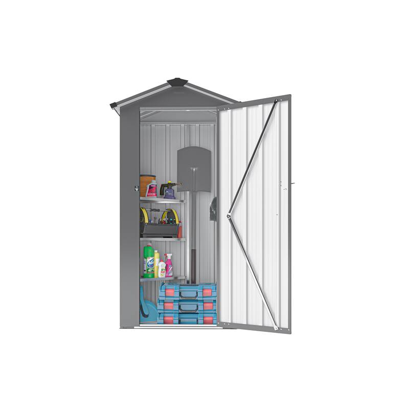 2.5*1.4ft Storage Shed, High Quality Galvanized Iron Sheet, Waterproof Design, Reasonable Internal Space Planning, With Lock