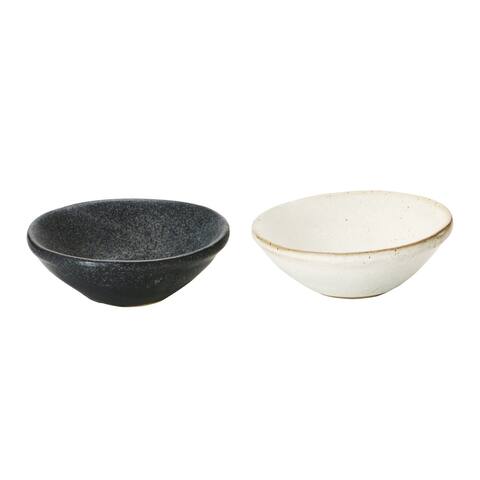 Set of 12, 3.5"D Stoneware Bowl With Reactive Glaze, White