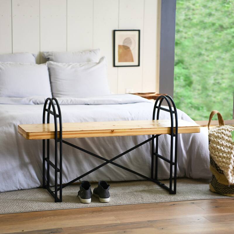 Wood and Metal Bench