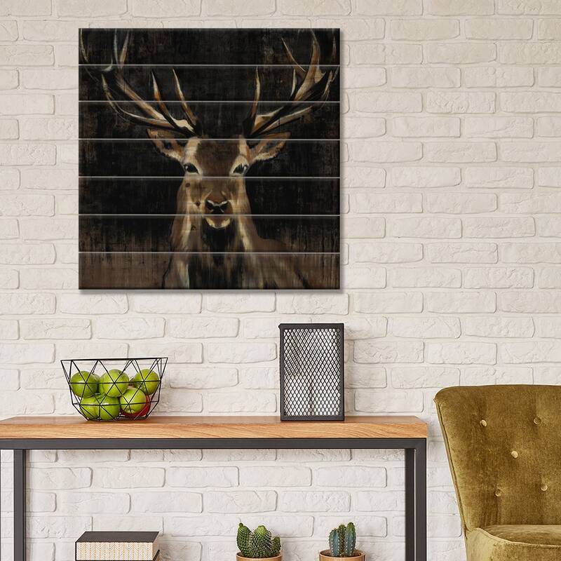 Young Buck Print On Wood by Liz Jardine - Multi-Color