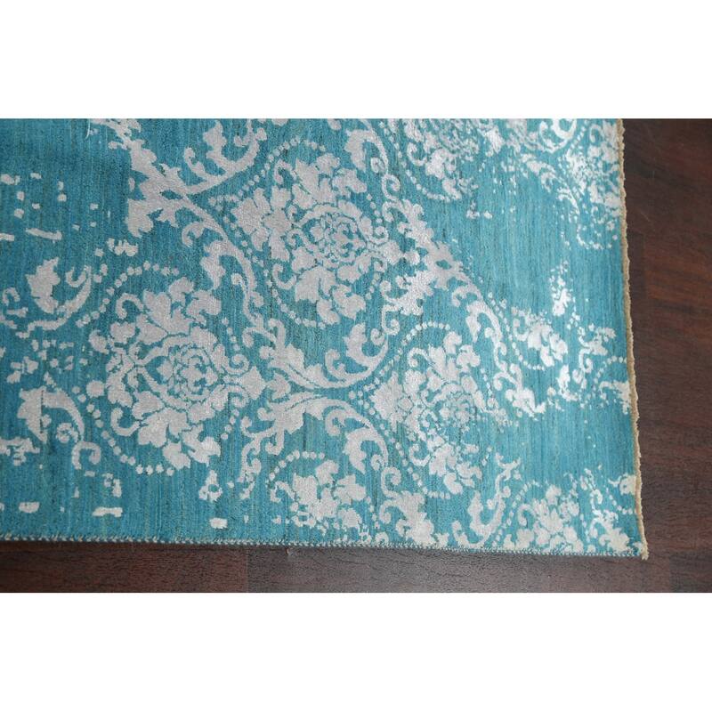 Wool/ Silk Vegetable Dye Distressed Versace Oriental Area Rug Handmade - 6'1" x 9'1"