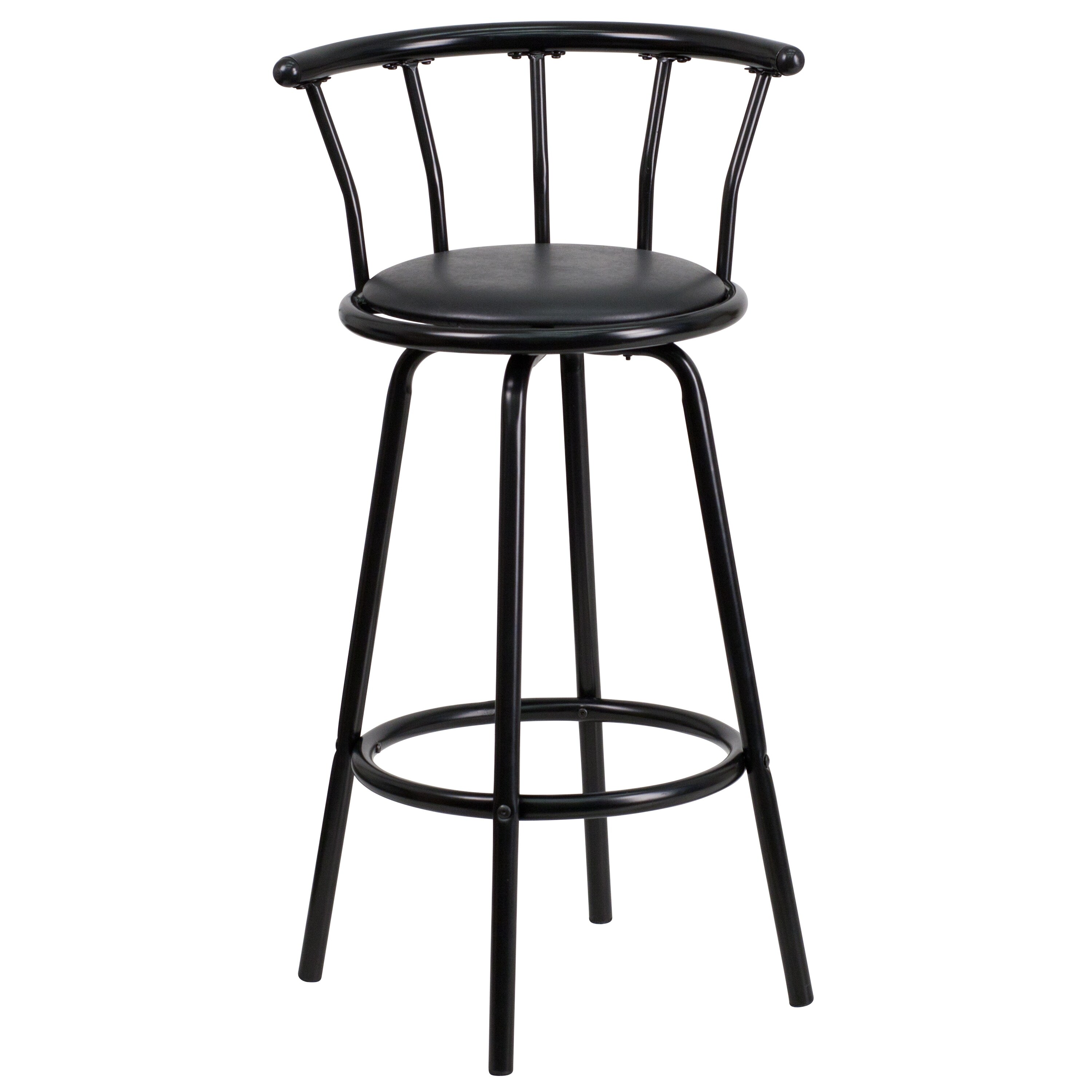 Metal barstool with swivel bucket seat top