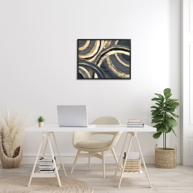 Stupell Abstract Developing Rings Grey Gold Encasing Arches Framed Wall Art