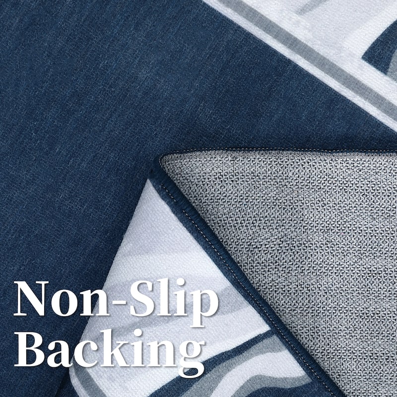 Modern Bordered Area Rugs for Living Room Bedroom Low Pile Non-Slip Rug Carpet