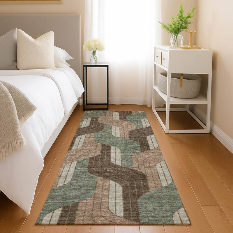 Machine Washable Indoor/ Outdoor Modern Pathway Chantille Rug