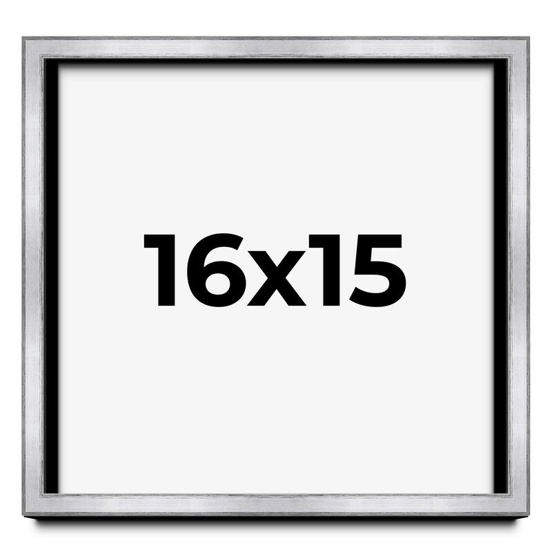 16x15 Shadow Box Frame Silver | 1.375 Inches Deep Real Wood