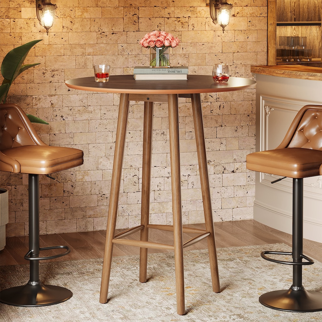 Solid Wood Round Bar Table with Sturdy Frame
