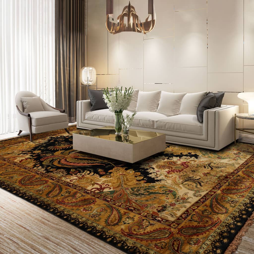 6'2''x9'3'' Agra Traditional Hand Knotted Green Wool Area Rug - 6' 2'' x 9' 3''