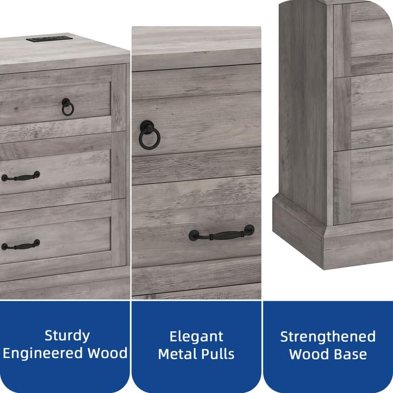 Moasis 59" Farmhouse 6 Drawer Dresser Chest of Drawers Storage Organizer For Bedroom