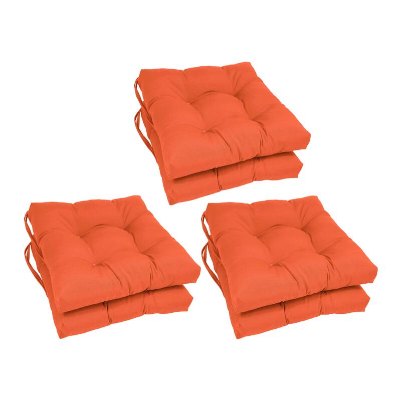 16-inch Square Indoor Chair Cushions (Set of 2, 4, or 6) - 16" x 16" - Set of 6 - Tangerine Dream
