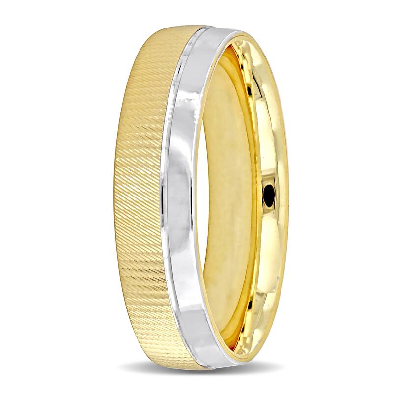 Miadora 6 mm Mens Wedding Band in Two-Tone 14k Yellow and White Gold