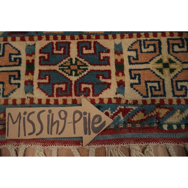 Hand Knotted Oriental 100% Wool Carpet Transitional Geometric Oranges & Rust Anatolian Area Rug - 6' 7'' X 3' 11''