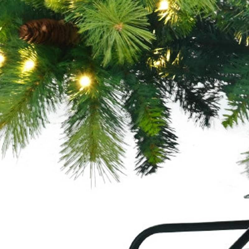 HomeRoots 6' Pre Lit Extra Full Pine Christmas Tree With Garland And Wreath Set - Green - 44.90 in. x 72.00 in. x 44.90 in.