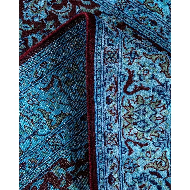 Overton Hand Knotted Wool Vintage Inspired Modern Contemporary Overdyed Blue Area Rug - 3' 2" x 5' 1"