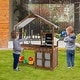 preview thumbnail 2 of 8, Natural Outdoor Solid Wood Mud Kitchen with Fabric Canopy Ideal Gift for Gifts - 39.5" x 16.5" x 49.5"(L x W x H)