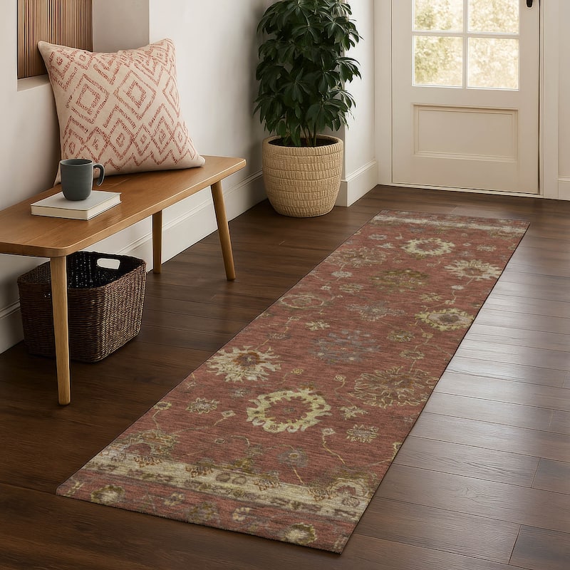 Premium Washable Super Soft Classic Traditional Mayfield Rug - Paprika - 2'3" x 7'6"