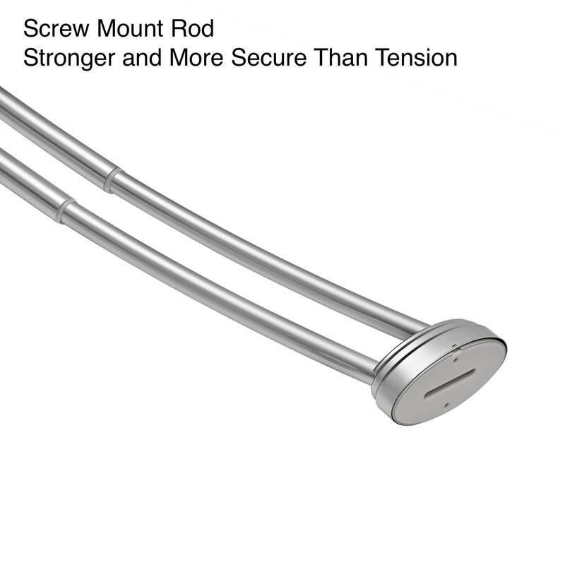 Utopia Alley Rustproof Wall Mounted Aluminum Double Curved Shower Curtain Rod, Screw Mount Rod, Adjustable Rod from 45" to 72"