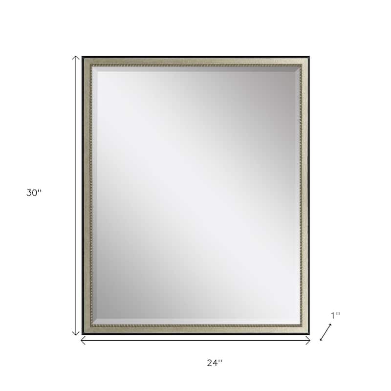 HomeRoots 30" Silver Solid Wood Framed Accent Mirror - 24.00 in. x 30.00 in. x 1.00 in.