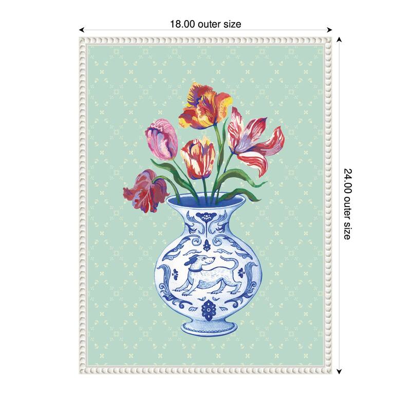 Kate and Laurel Tulip Vase by Lucia Gianello Framed Canvas Wall Art Print