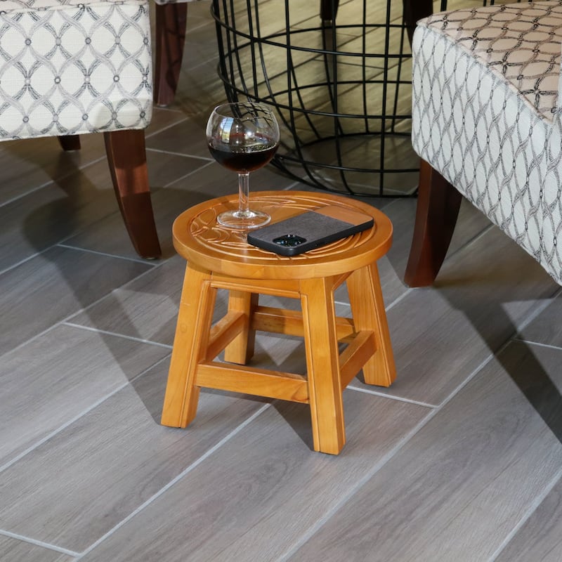 DTY Indoor Living Fairplay Carved Wooden Step Stool