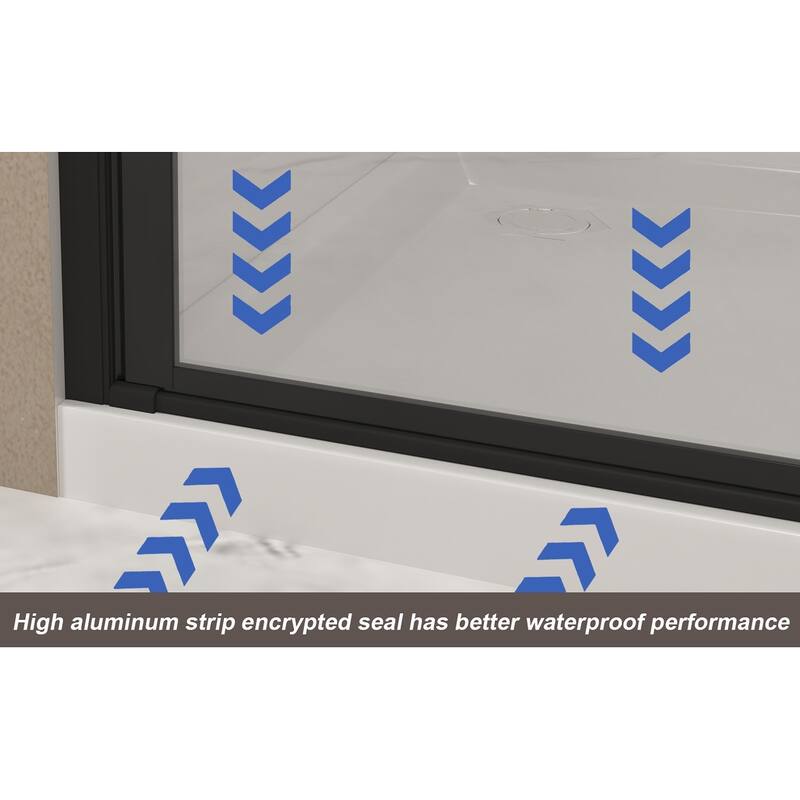 33-32"x 72" Pivot Shower Door, Aluminum Frame, Half Frame ,1/4"(6mm) Tempered Glass Explosion Proof Film