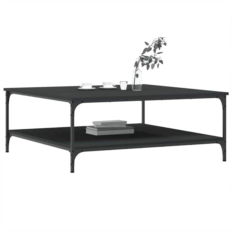 vidaXL Coffee Table Black Engineered wood, Iron Large Coffee Table - 39.4 x 39.4 x 15.7 in