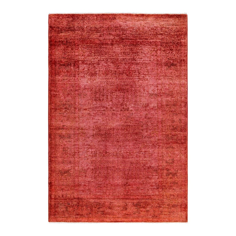 Overdyed, One-of-a-Kind Hand-Knotted Area Rug - Pink - 4' 1" x 6' 0"