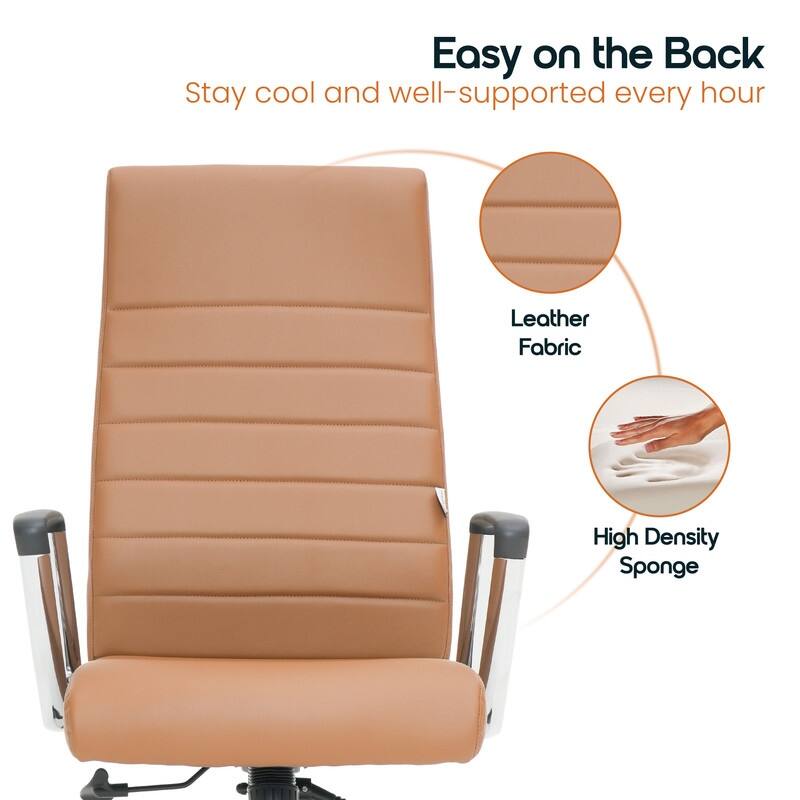 Hilton Modern High Back Ergonomic Leather Office Chair with Adjustable Height, Swivel, and Tilt for Conference or Executive Desk
