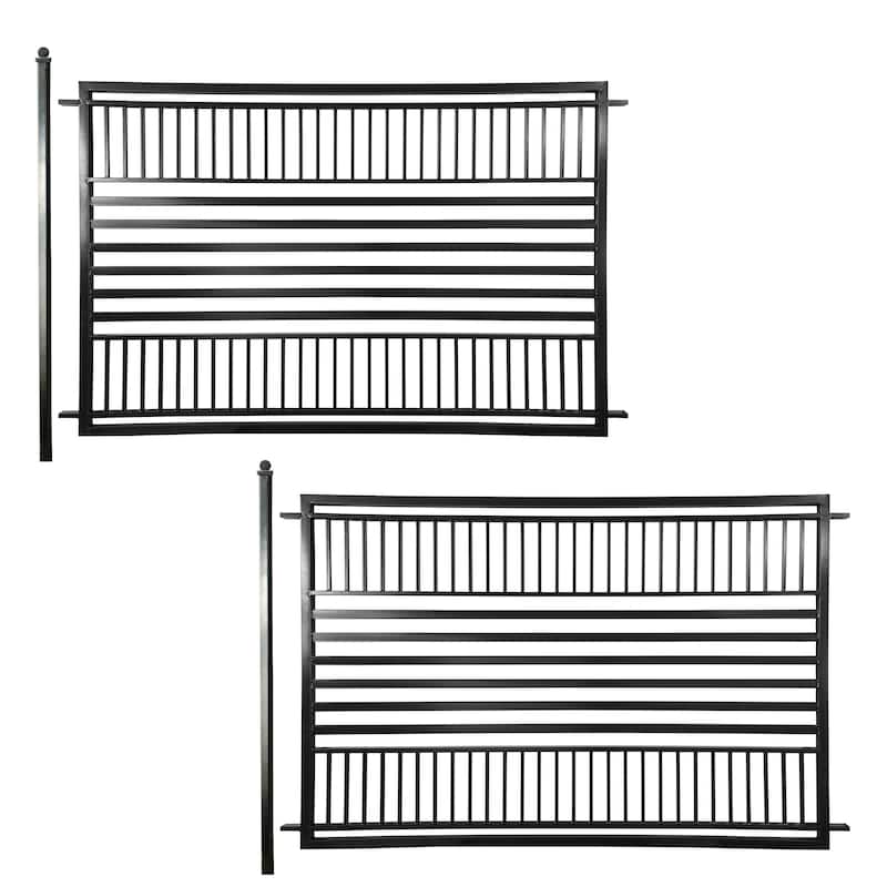 ALEKO Barcelona Style Garden Yard Steel 16 feet Fence Set of 2 Panels Black