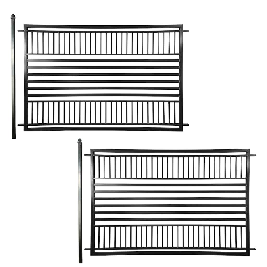 ALEKO Barcelona Style Garden Yard Steel 16 feet Fence Set of 2 Panels Black