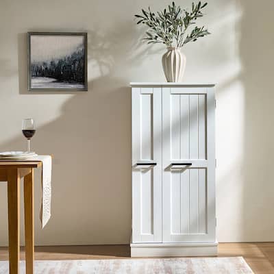 Freestanding Pantry Cabinet with Doors and Adjustable Shelves