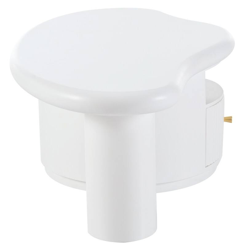 Cream Style Cloud-Shaped Coffee Table Set of 3, Irregular Design Cocktail End Table with Storage Drawer & 2 Small Stools