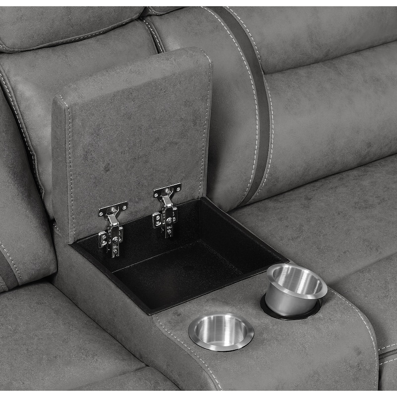 Higgins Upholstered Power Reclining Sectional Sofa Grey