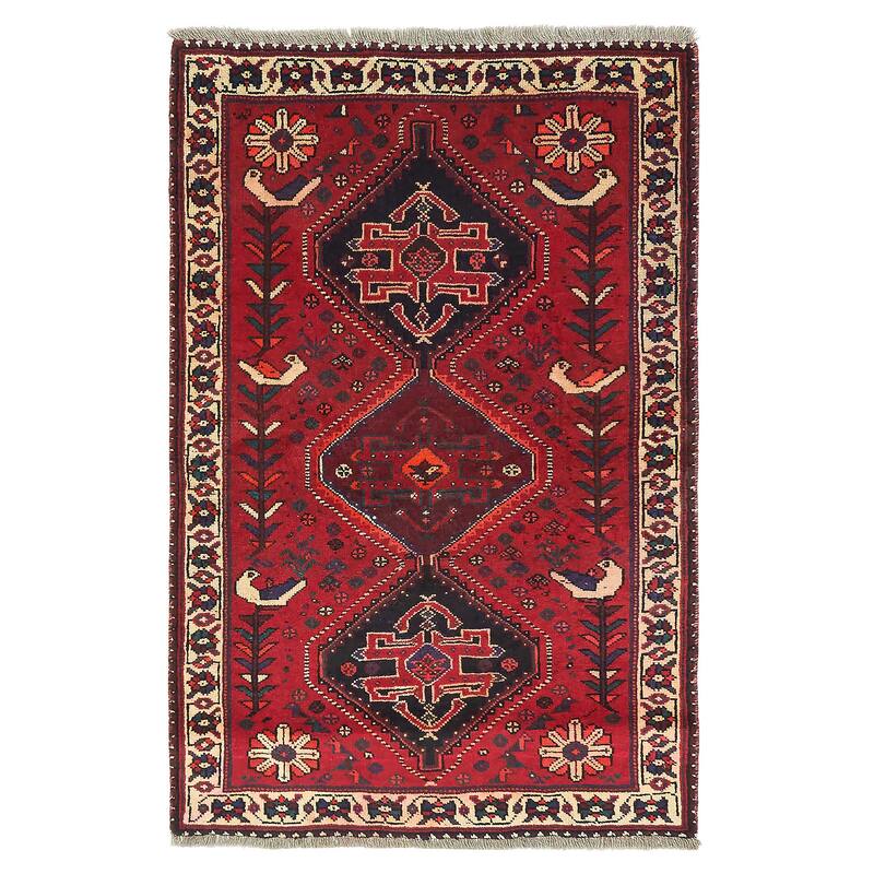 ECARPETGALLERY Hand-knotted Melis Vintage Red Wool Rug - 3'4 x 5'2