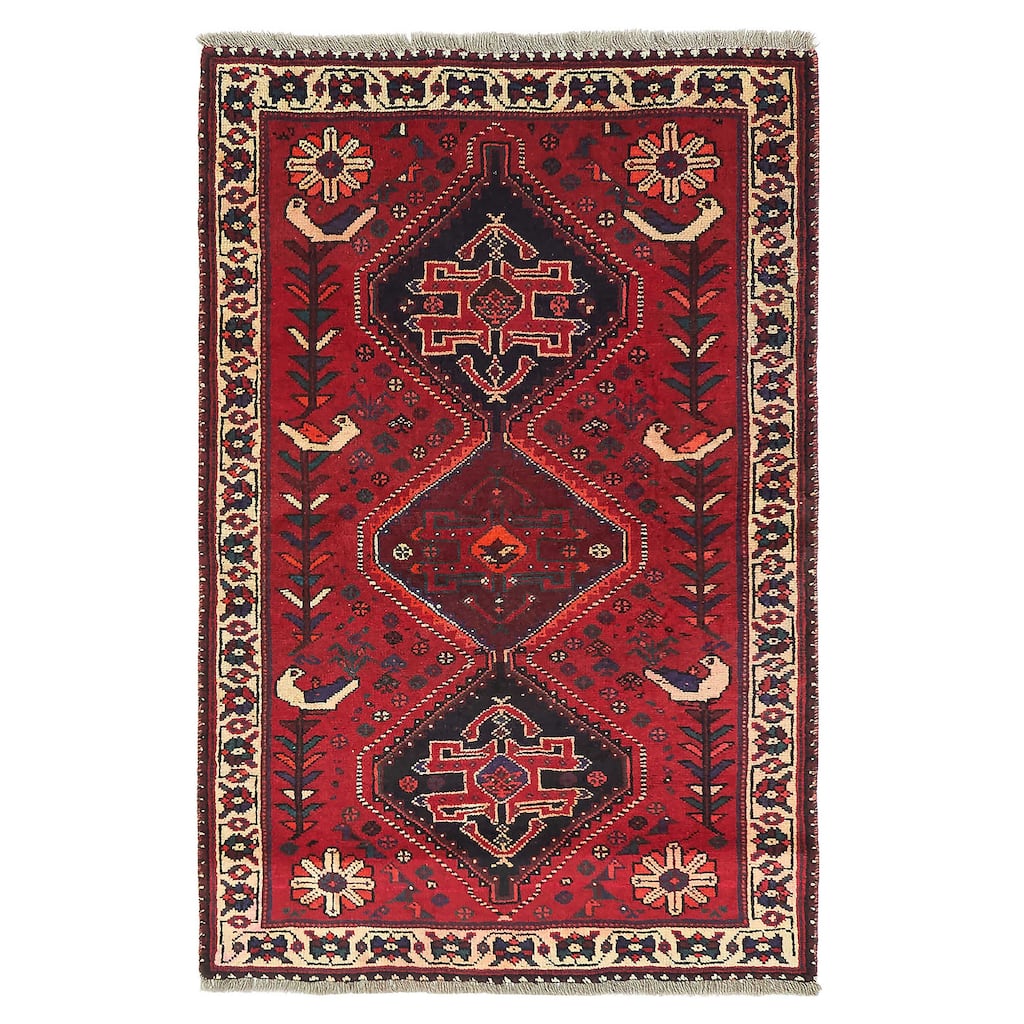ECARPETGALLERY Hand-knotted Melis Vintage Red Wool Rug - 3'4 x 5'2