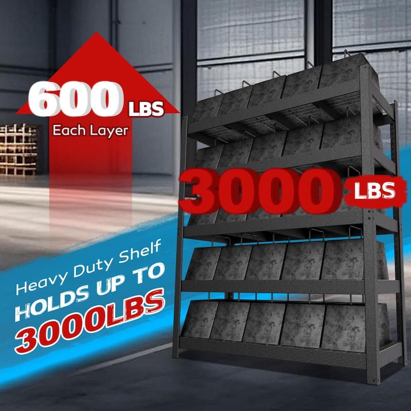 VEIKOUS 5-Tier Heavy Duty Metal Shelving Unit, 3000LBS Capacity Adjustable Storage Shelves for Garage - 59.84"×24.02"×71.65"