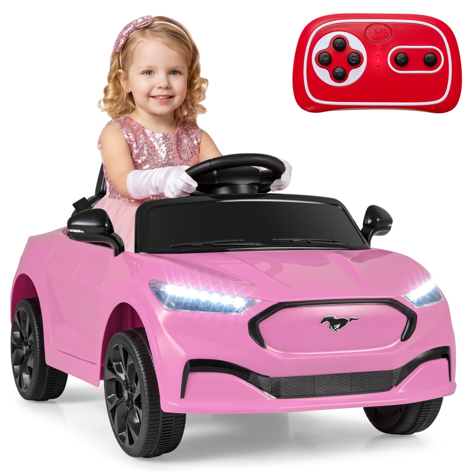 Gymax Licensed Ford Mach E Electric Vehicle w/Parent Control LED