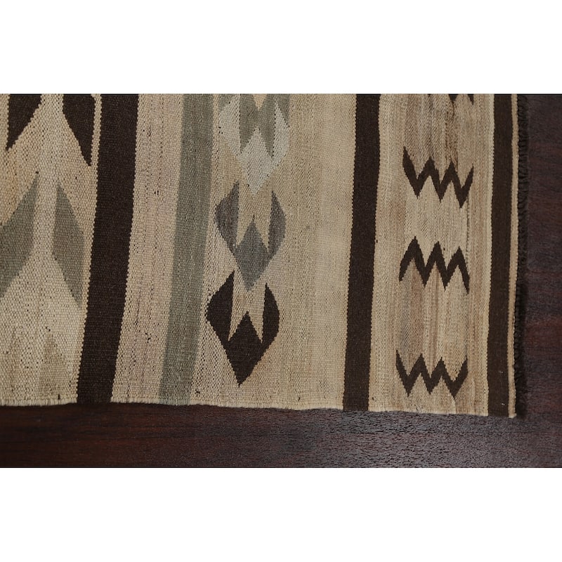 Natural Dye Kilim Geometric Tribal Oriental Area Rug Wool Flat-weave - 5'6" x 9'9"