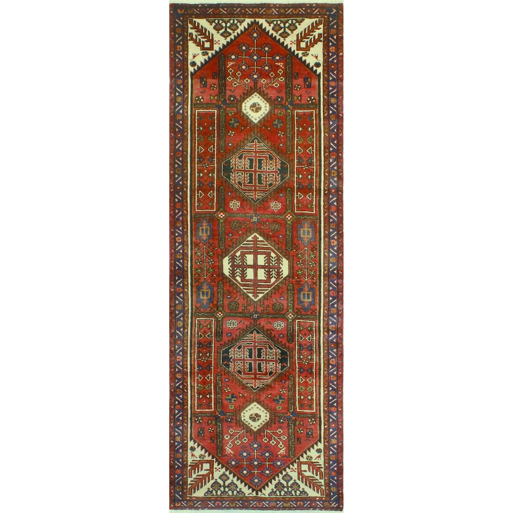 Noori Rug Fine Vintage Distressed Bower Red/Charcoal Runner - 3'5" x 10'5"