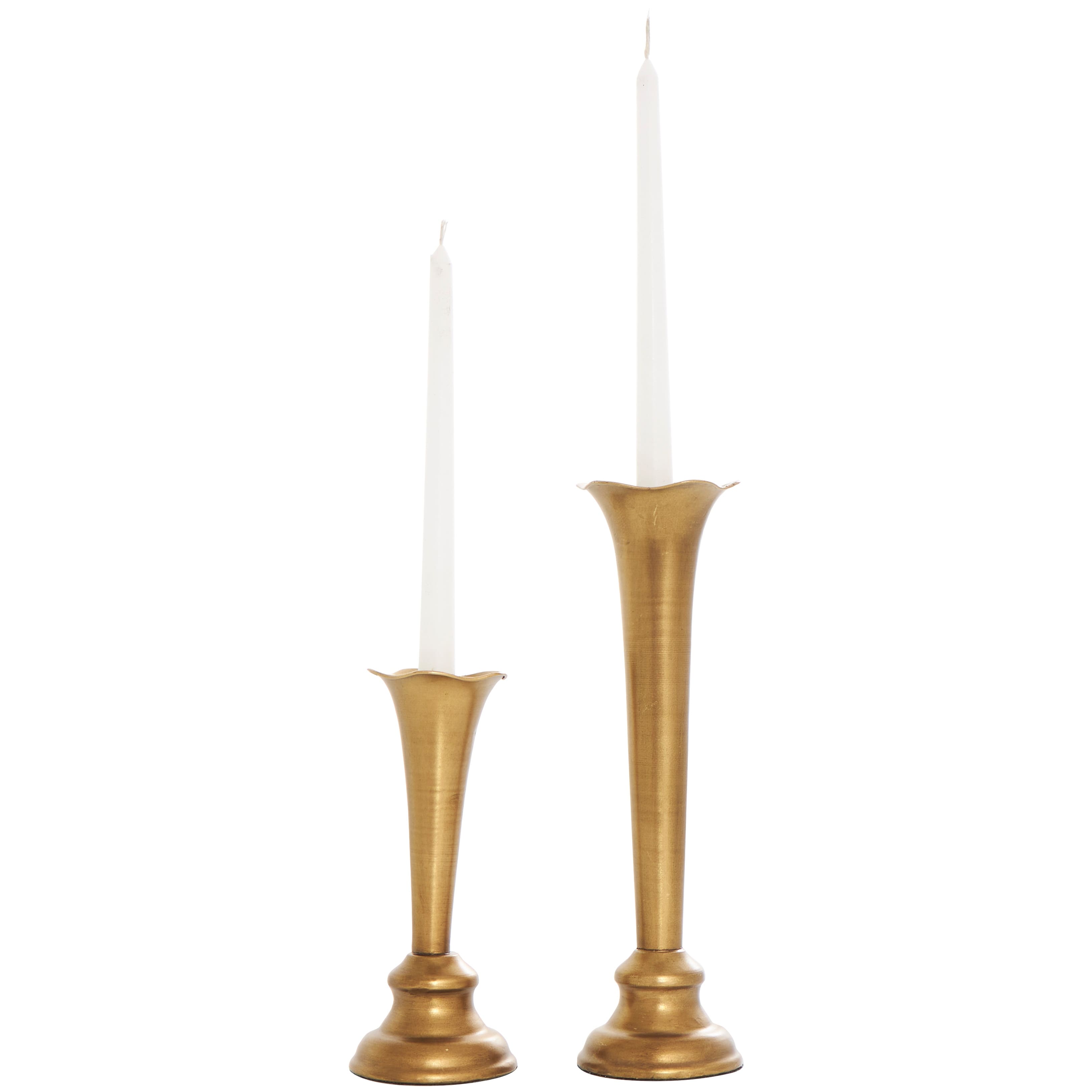 Gold Metal Tapered Candle Holder with Tulip Style Opening (Set of 2) Bed Bath & Beyond 39051550
