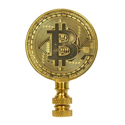 2.75"H Bitcoin Token Icon Polished Brass Finish Lamp Finial