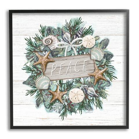 Stupell Industries Sea Life Holiday Peace Wreath Framed Giclee Art, Design by Elizabeth Tyndall