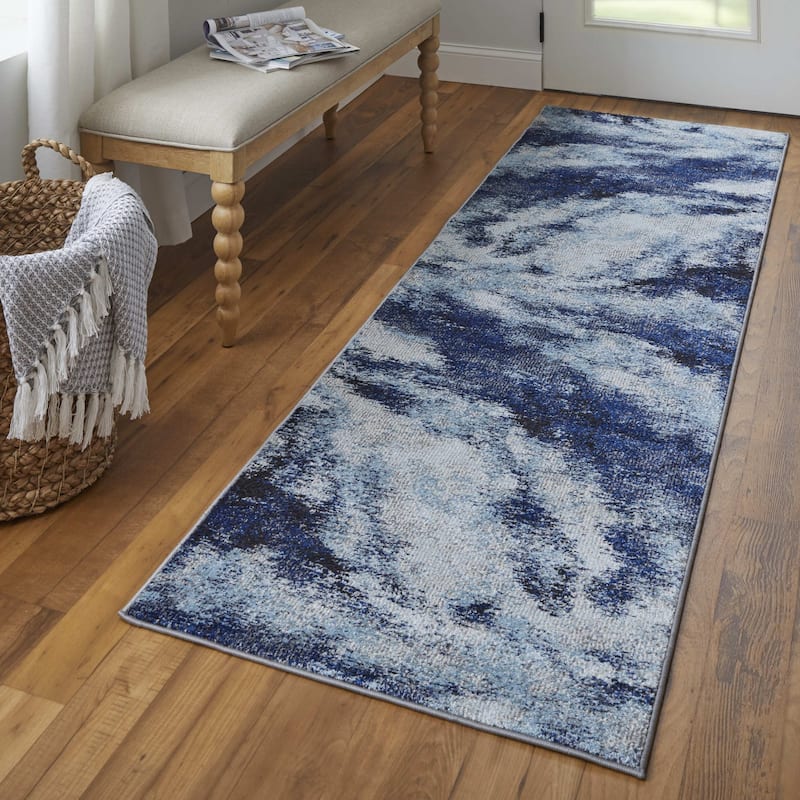 Xuvu Power Loomed Abstract Stain Resistant Area Rug By HomeRoots - 8' Runner