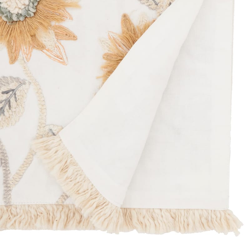 Enchanting Sunflower Embroidered Table Runner - 16"x72"